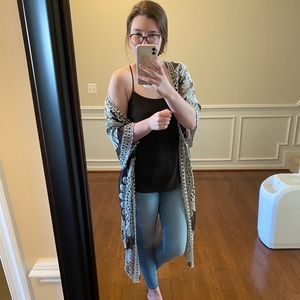 Sheer Black & White Bathing Suit Cover / Cardigan